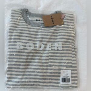 NWT Boden Gray and White Striped Shirt (Size 6-7)
